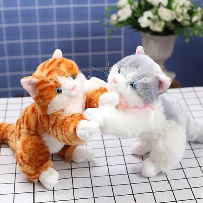 Musical Meowing Cat Plush Toy - Lying Kitten Doll for Children's Birthday Gift