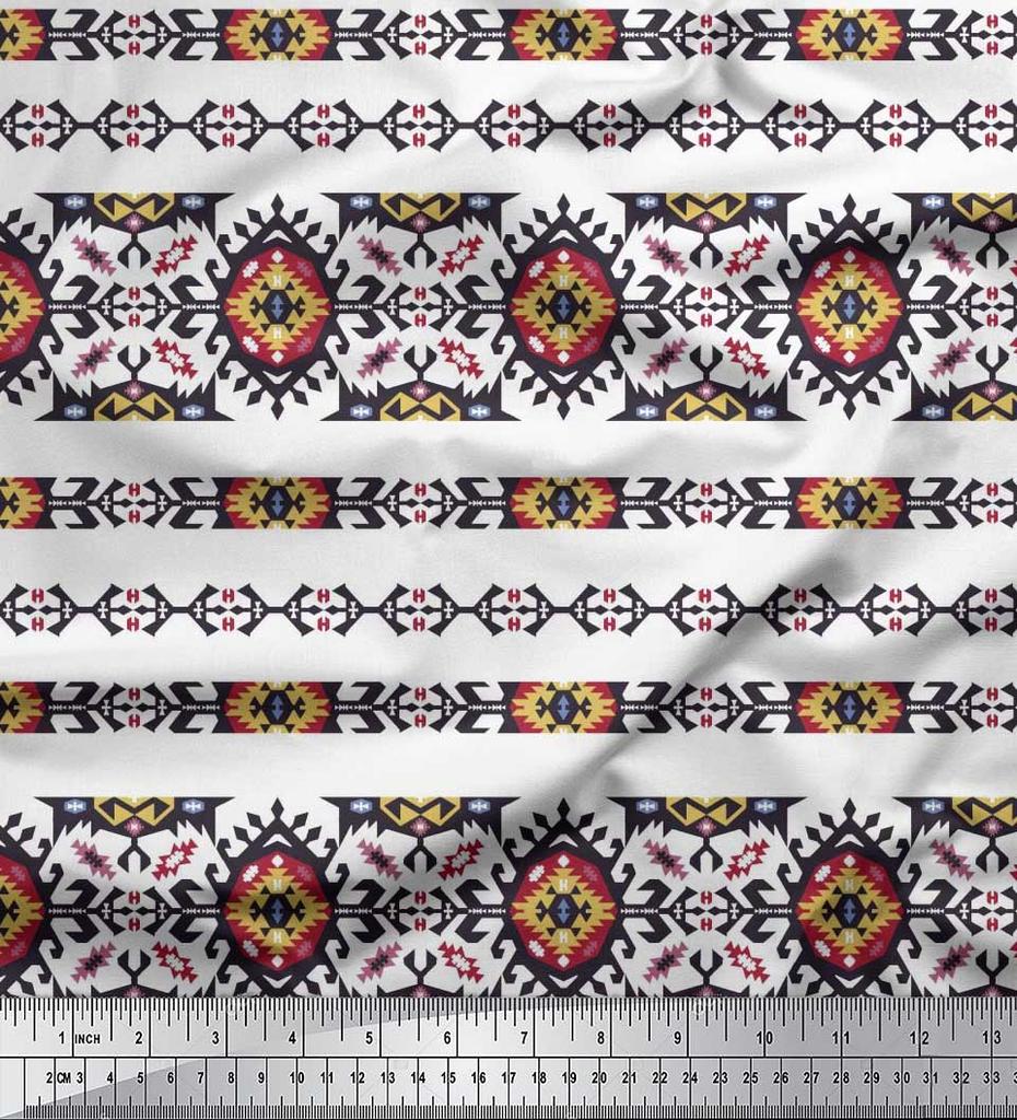 Soimoi Țesătură Satin Crep Japonez Aztec Sud-Vest Imprimată 1 metru 42 Inch