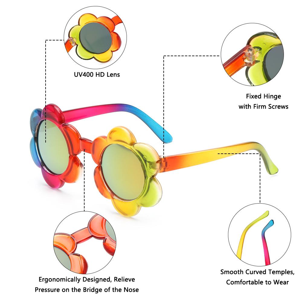 Favors Kids Sunglasses Flower Shaped Sunglasses for Toddler Girls Boys Round Flower Sunglasses