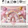 2D Cute Unicorn Birthday Backdrop with Gift Boxes for Photo Booth & Events