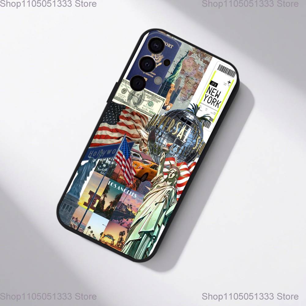USA Flag American Phone Case For Samsung S25,S24,S21,S22,S23,S30,Ultra,S20,Plus,Fe,Lite,5G Black Cover