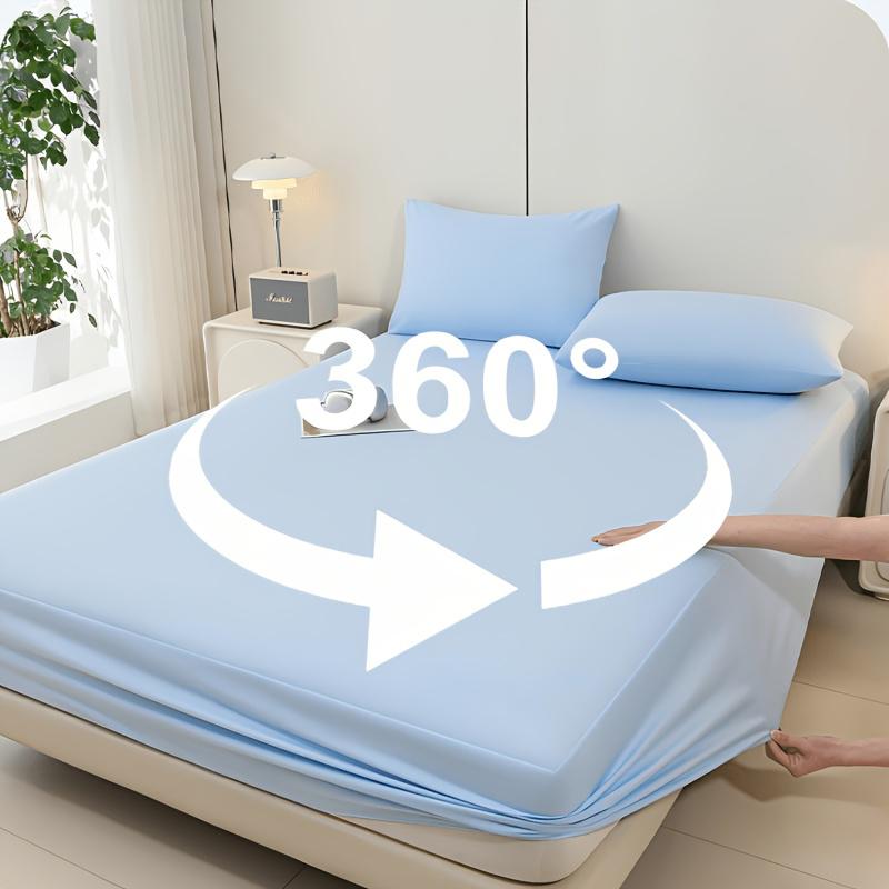 Cool Touch Ice Silk Fitted Sheet Summer Cooling Mattress Protector Cover Non-slip Bed Sheet For Hot Sleepers & Night Sweats