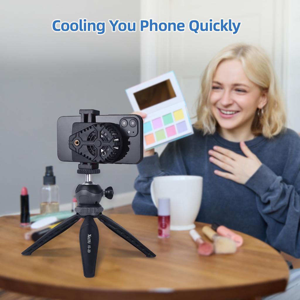Cell Phone Cooler Fan, Dual Cold Shoe Mounts for 16Celsius15Celsius14Celsius13, Phone Cooling Fan with Refrigerating Cooling