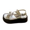 Silver niche muffin platform open-toed sandals women's 2025 summer new Korean version versatile non-slip beach Roman shoes