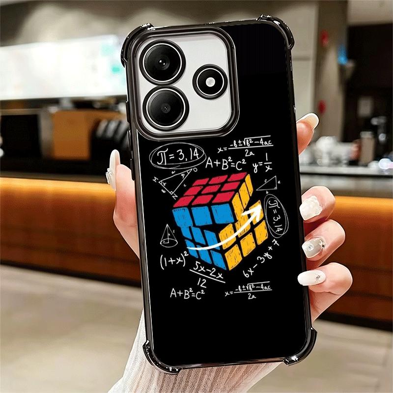 Rubik Cube Formula Spoofs Math Soft Phone Case For Xiaomi Redmi Note 14 15 Pro Plus 13 12 11S 11T 5G 10 9S 9 Plating Anti-Fall F