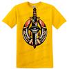 Sword Shield Graphic T Shirt Vintage Look Warrior Art Tee for Gamers