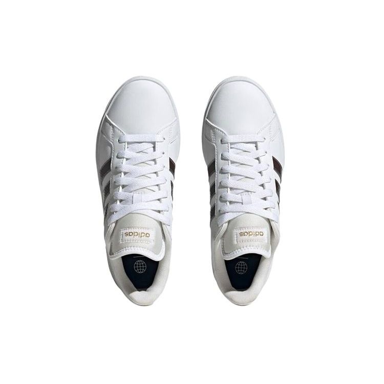 adidas Neo Grand Court Lightweight Slip Resistant Durable Low Top Skate Shoes Women Sneakers White Silver HR0248