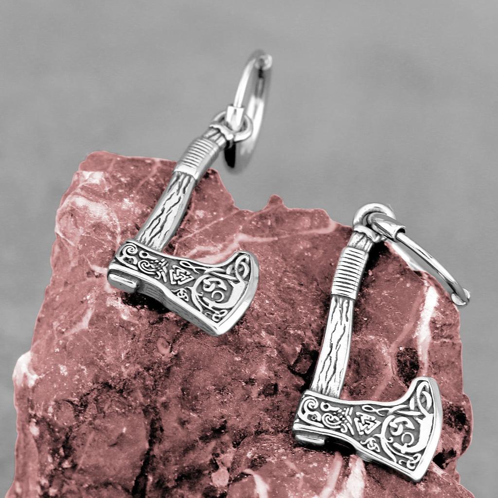 Scandinavian Viking Fashion Valknut Rune Axe Drop Earrings Men and Women Stainless Steel Odin Amulet Earrings Gift Wholesale