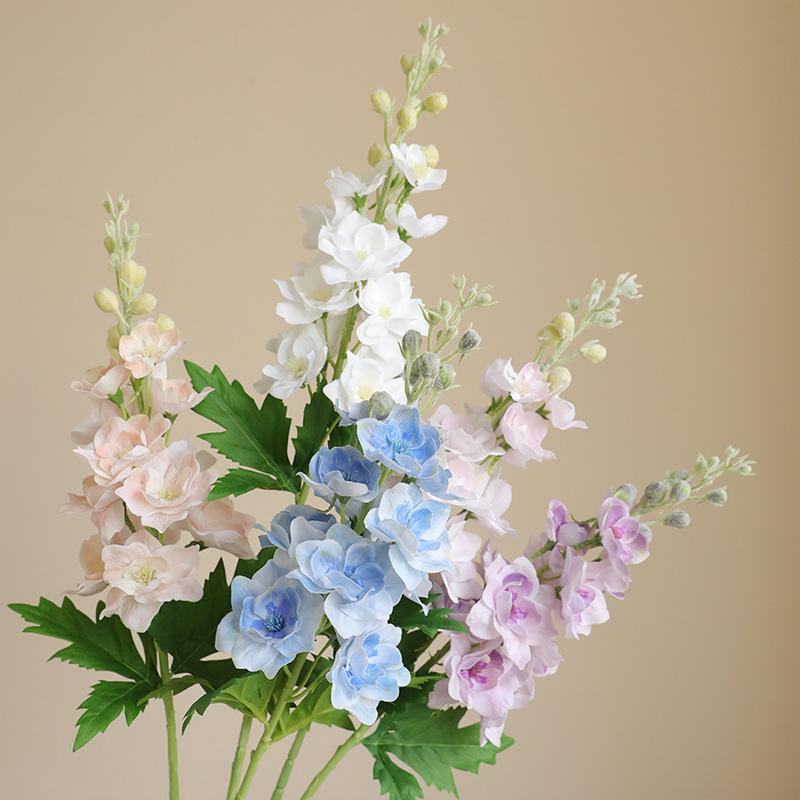 Long Branch Delphinium Artificial Flowers Beautiful Hyacinth Purple Silk Fake Flower Wedding Home Garden DIY Decor Floral Supply