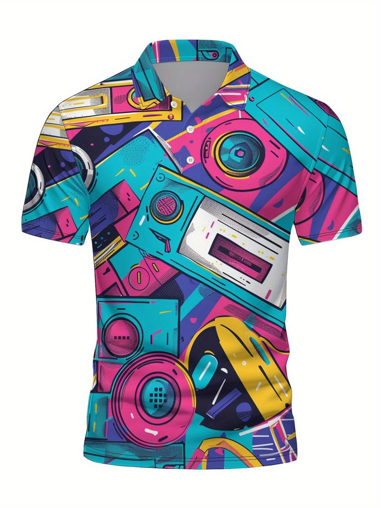 Men'S Short-Sleeve Polo Shirt - Flat Digital Print Pattern - No Texture - Stylish And Easy Short Sleeves, Buttoned, Casual Collared Polo Shirt,