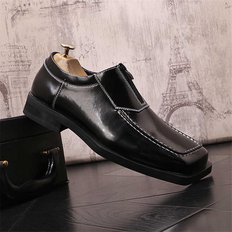 Fashion Fashoin New Arrival  Men Pointed Black Slip On Casual Leather Shoes Male Novelty Loafers Wedding Dress Formal Flats Footwear