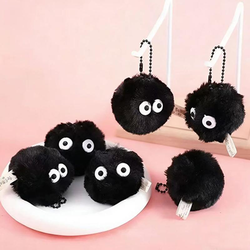 New Anime  Pet Toy Coal Ball Figurines Keychains Accessories Cute Plush Black Coal Ball Cartoon Bag Pendants Gift