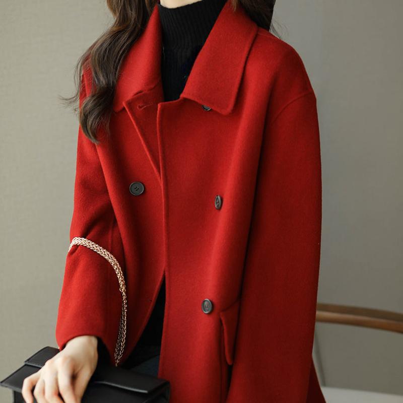 Palton de lână de toamnă și iarnă pentru femei, de lungime medie, până la genunchi, de culoare fulgii de ovăz, de culoare uni, de culoare coreeană, de haine de lână pentru femei