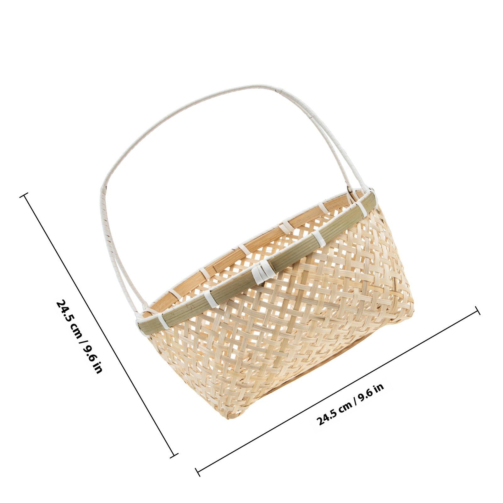Bamboo Woven Fruit Basket Portable Lightweight Handwoven Picnic Indoor Outdoor Decorative Flower Basket Multi-Purpose светло-желтого