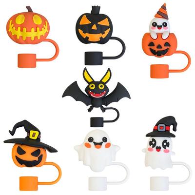 7-Piece Halloween Straw Cap Set with 10mm Dust Plugs - Decorative Accessories for Parties