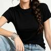Cotton Womens Tops Summer Casual Crewneck Short Sleeve T-shirts Business Basic Tees Classic Solid Fashion Outfits Trendy Clothes