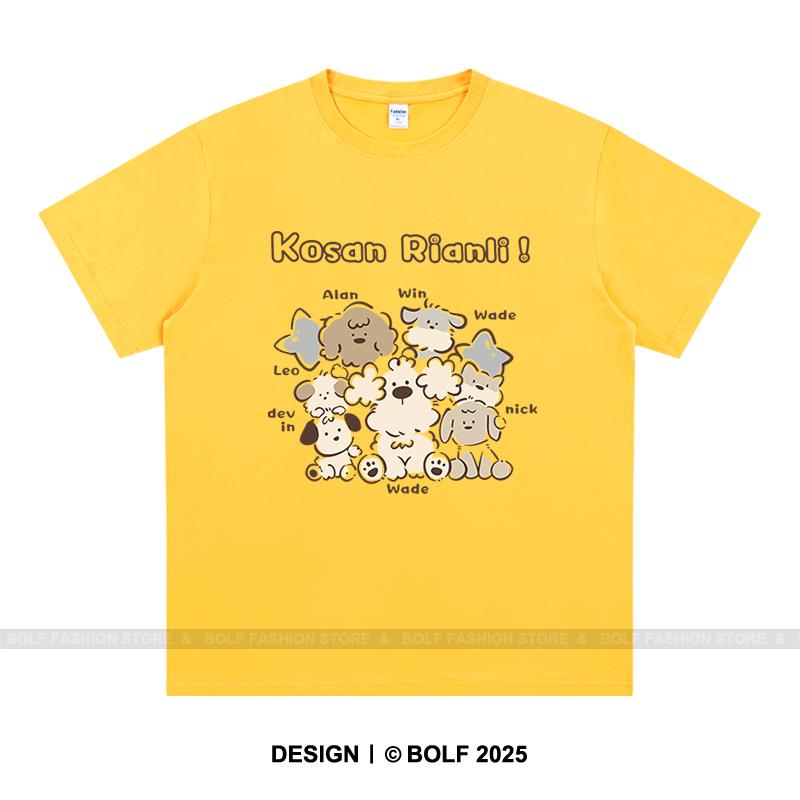 Playful Cartoon Sketch Printed Unisex Men Women T-Shirt Tees Tops 100% Cotton Loose Fit Trendy Graphic Daily Wear