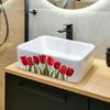 Floral Sink Area Background Wall Sticker Bathroom Sticker Self-Adhesive Removable Waterproof Backsplash Decoration Home Decor