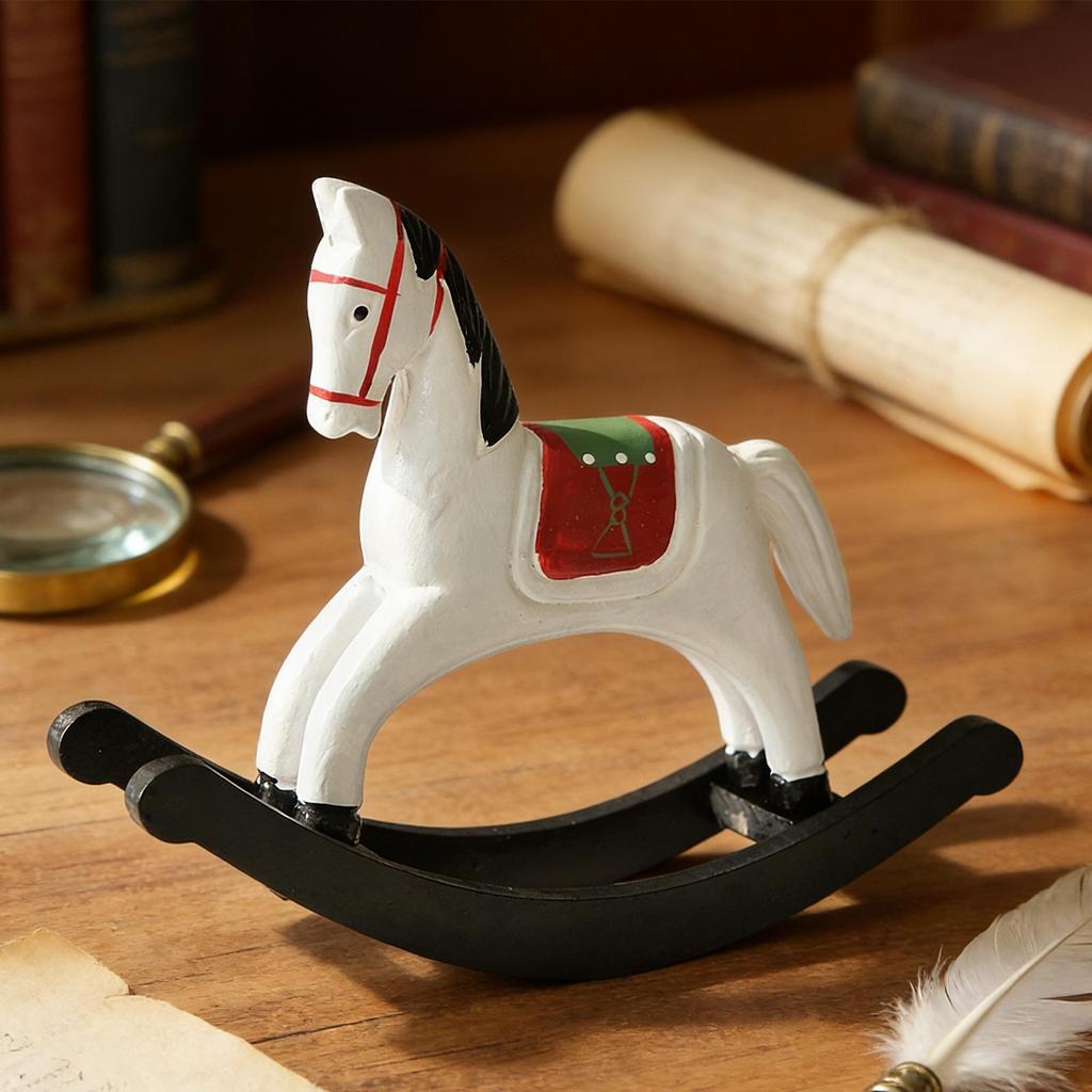 Cute Rocking Horse Ornament Retro Style Rocking Horse Desktop Decoration Horse Statue For Home Children's Room Decoration