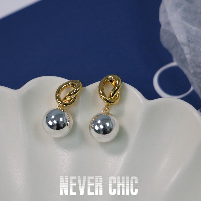 

Gold-Plated Brass Knot Round Ball Earrings with 925 Silver