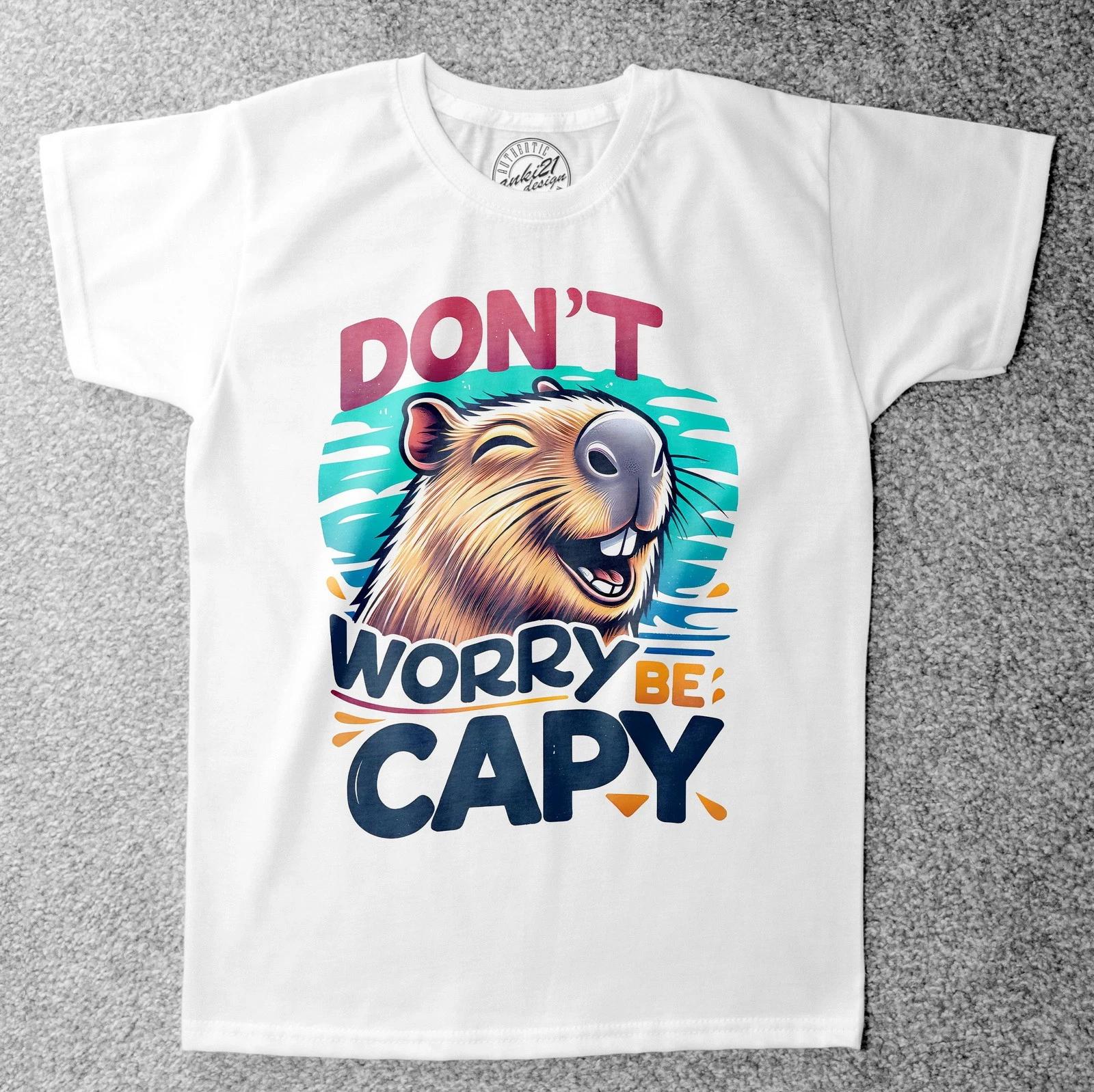 Смешная Капибара 003 Детские/Детские Взрослые футболки/футболки 120