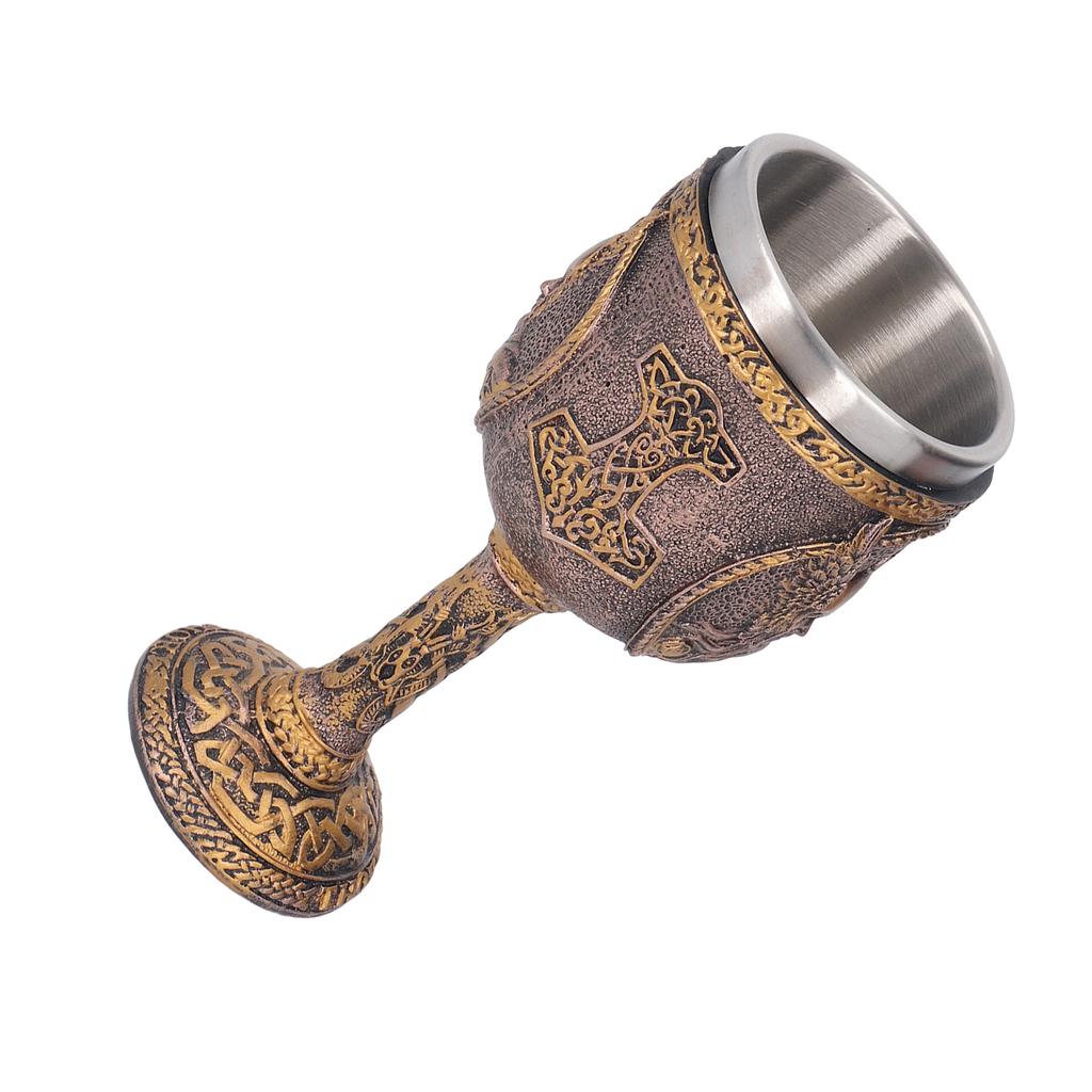 Nordic Wine Goblet Stainless Steel Liner Resin Shell Decorative Retro Beer Cup for Home Kitchen Bar