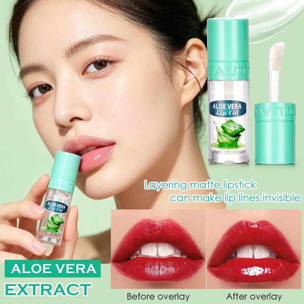 Kissbeauty Aloe Lippenöl Feuchtigkeitsspendend Feuchtigkeitsspendend Hydrierend Entsalzend Anti-Trockenheit Rissige Lippenkontur Lippenbefeuchtung