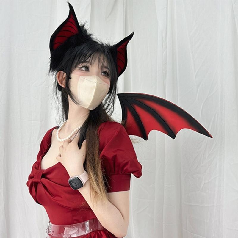 Bat Ears Headbands Teens Anime Cosplay Hairband Women Faux Furs Plush Hair Hoop for Cosplay and Themed Parties