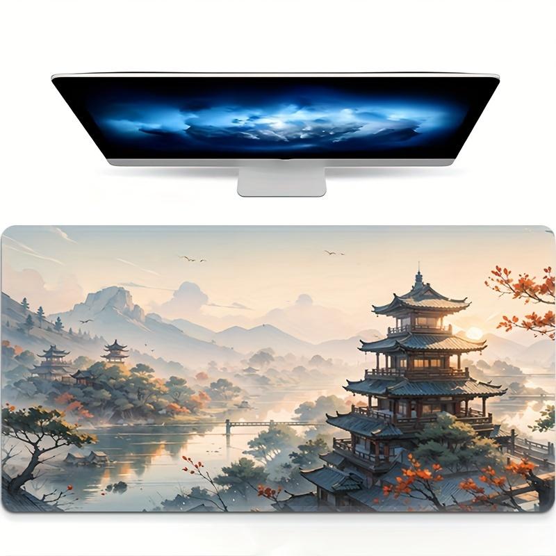 Landscape Pavilion Extended Gaming Mouse Pad Ergonomic Pain Relief Desk Mat Laptop Decor Writing Pad
