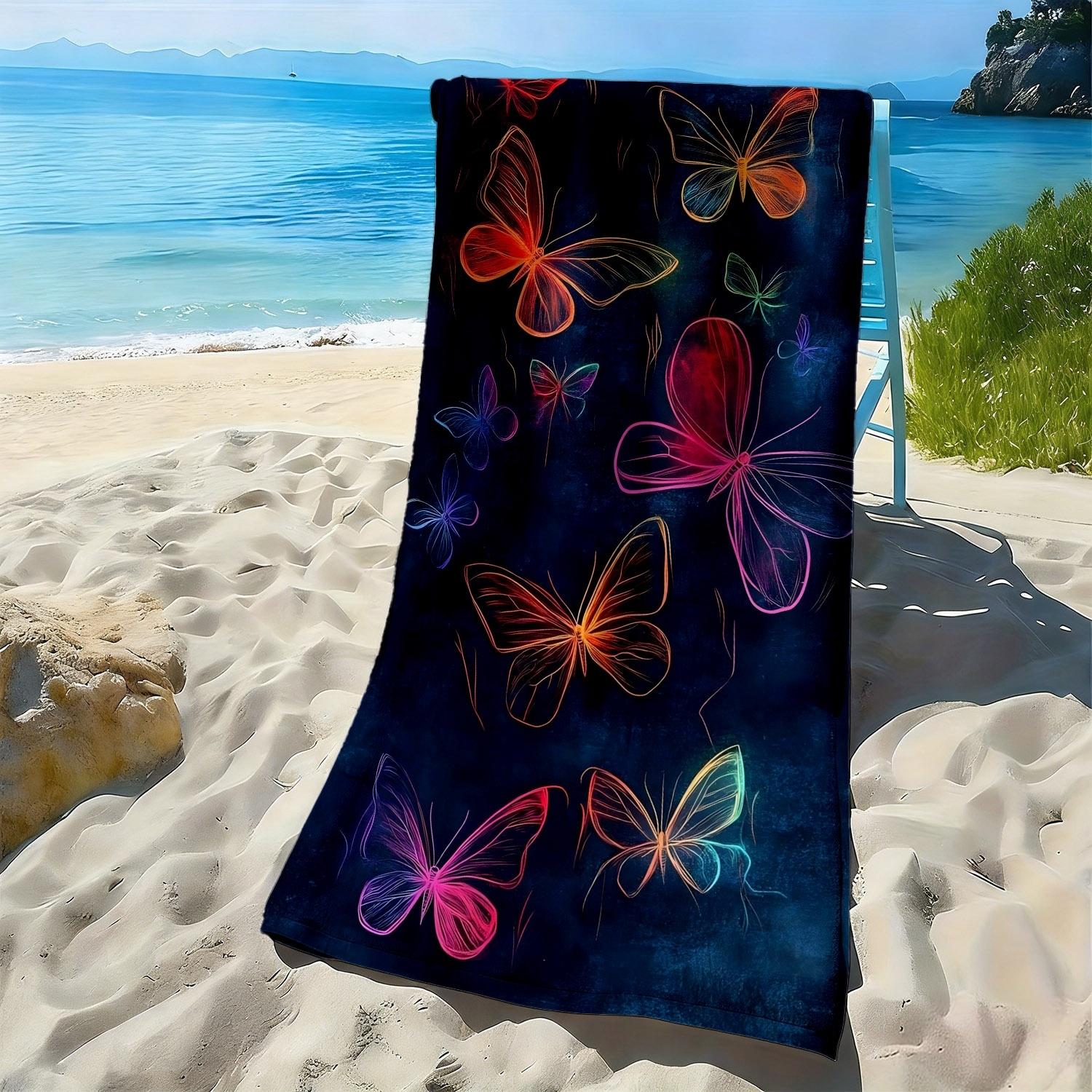 

Dreamy Butterfly with Colorful Patterns polyester microfiber beach towel is highly absorbent, suitable swimming beach outings W40*H60(CM)