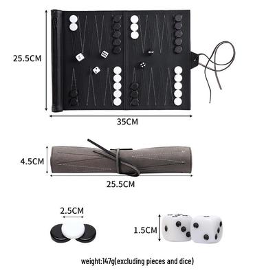 Portable PU Leather Backgammon Set with Acrylic Pieces