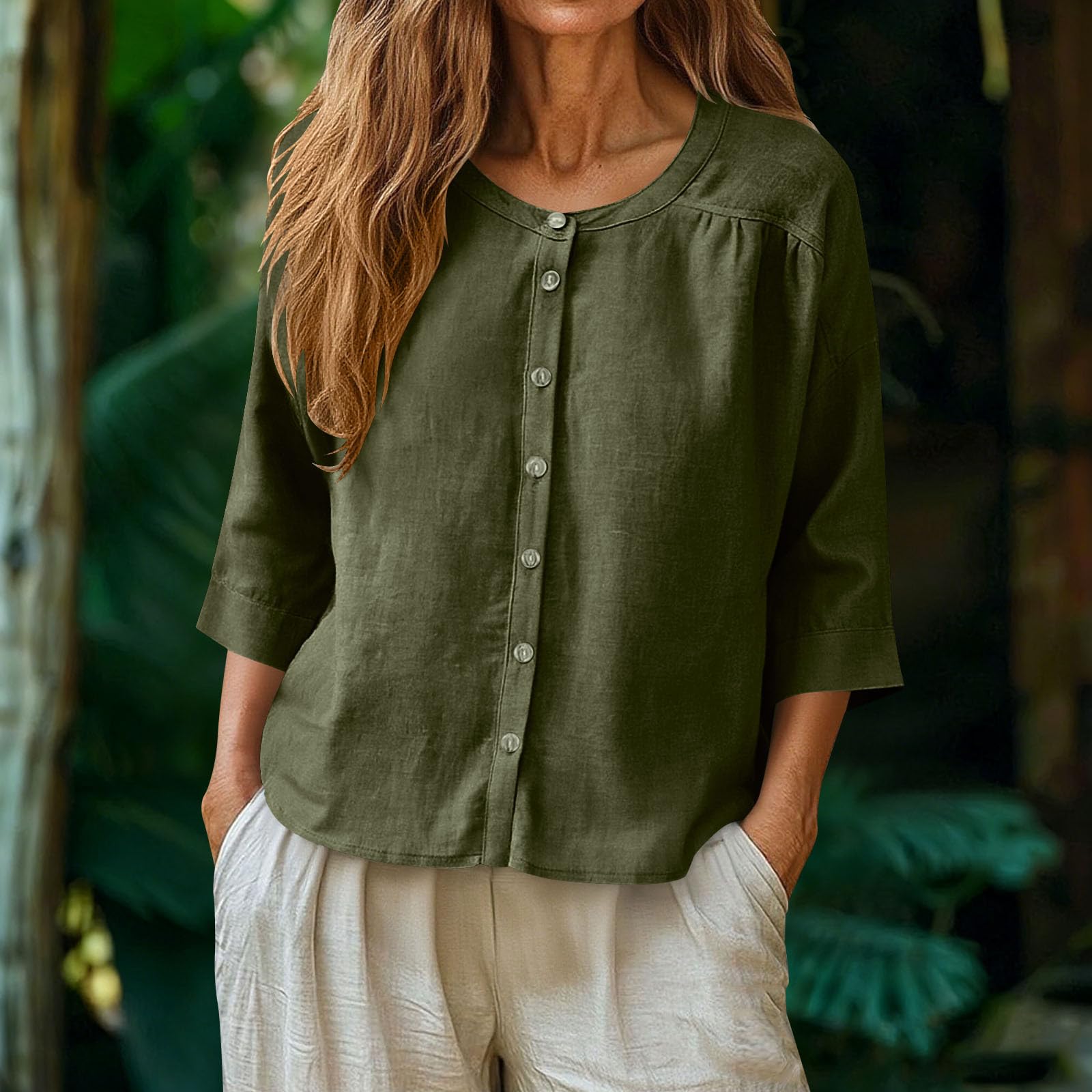 Women s Fashionable Casual -colored Top L зелёный