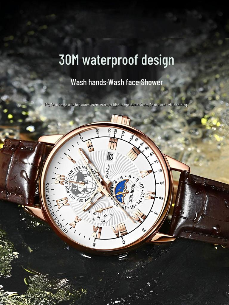 Orologio da Polso al Quarzo da Uomo Elegante: Design Moderno con Calendario, Funzioni Luminose e Precisione Meccanica per una Sofisticatezza Giovanile