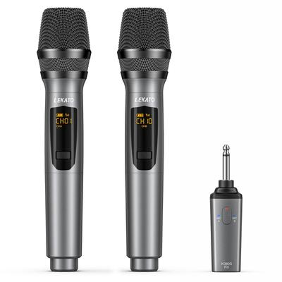 LEKATO Rechargeable Wireless Dynamic Microphone, UHF Handheld Microphone with Mini Receiver, Ideal for Meetings, Karaoke, and Home Parties (Set of 2)