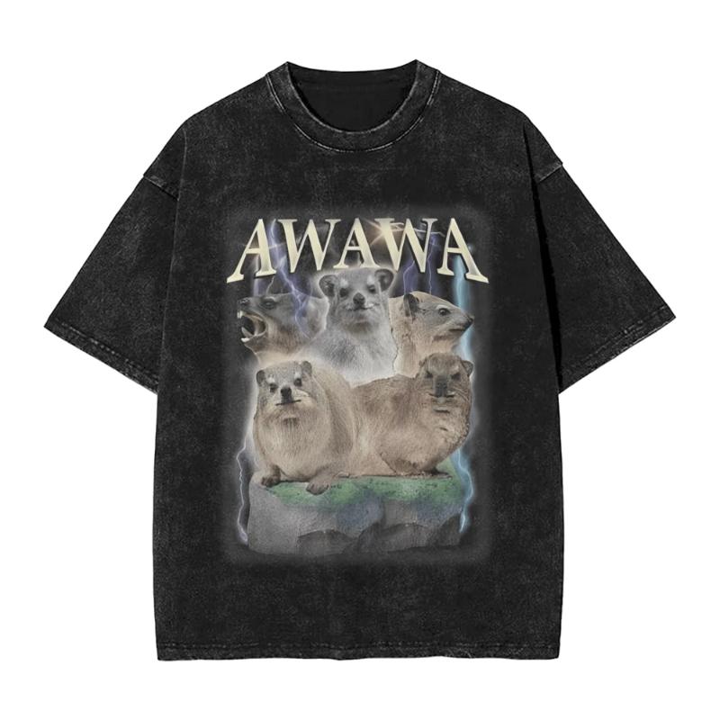 Klippschliefer Awawa Niedlicher Schliefer Meme T-Shirts für Unisex Schliefer-Liebhaber Wütender Schliefer T-Shirt Rundhals T-Shirt Kurzarm Kleidung