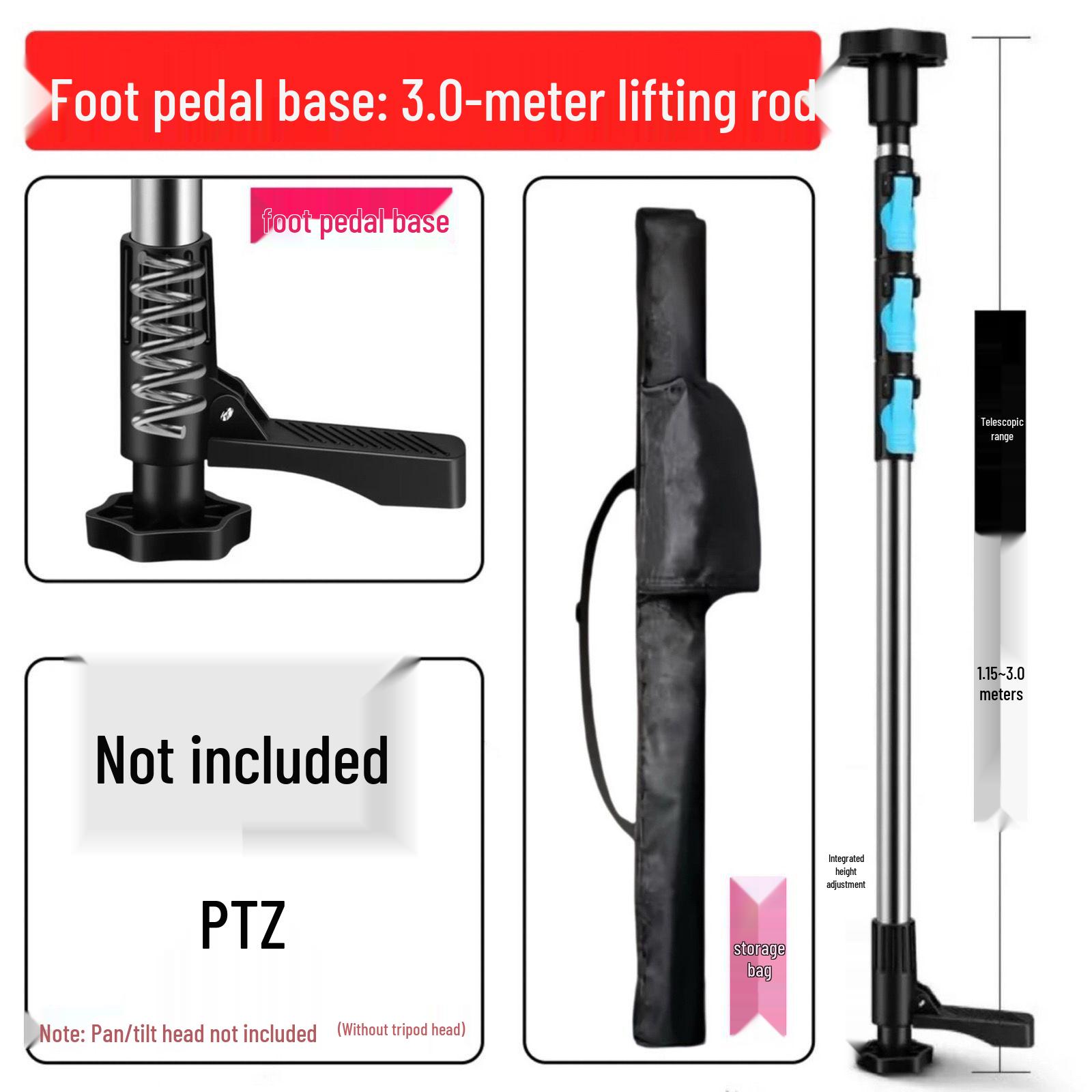 Stainless Steel Adjustable Infrared Ceiling Support Rod with Telescopic Pan-Tilt Function