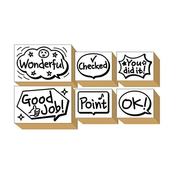 Stamp Cute Stamp Test Scoring Hanamaru Teacher Teacher Red Pen Reward Wooden Rubber Stamp Set Present Made in Japan (#61)