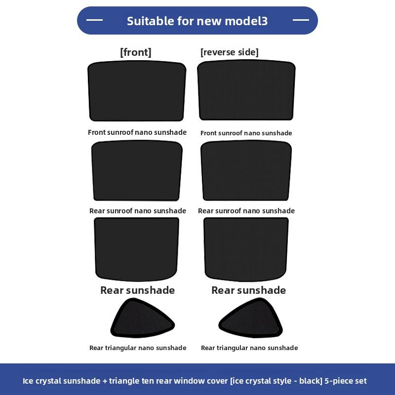 Naklejka Samochodowa Na Tesla Model 3 Model Y Osłona Przeciwsłoneczna Ulepszona Izolacja Ciepła Osłona Przeciwsłoneczna Dach Panoramiczny Osłona Dachu Kurtyna Lodowy Kryształ Hurtowa