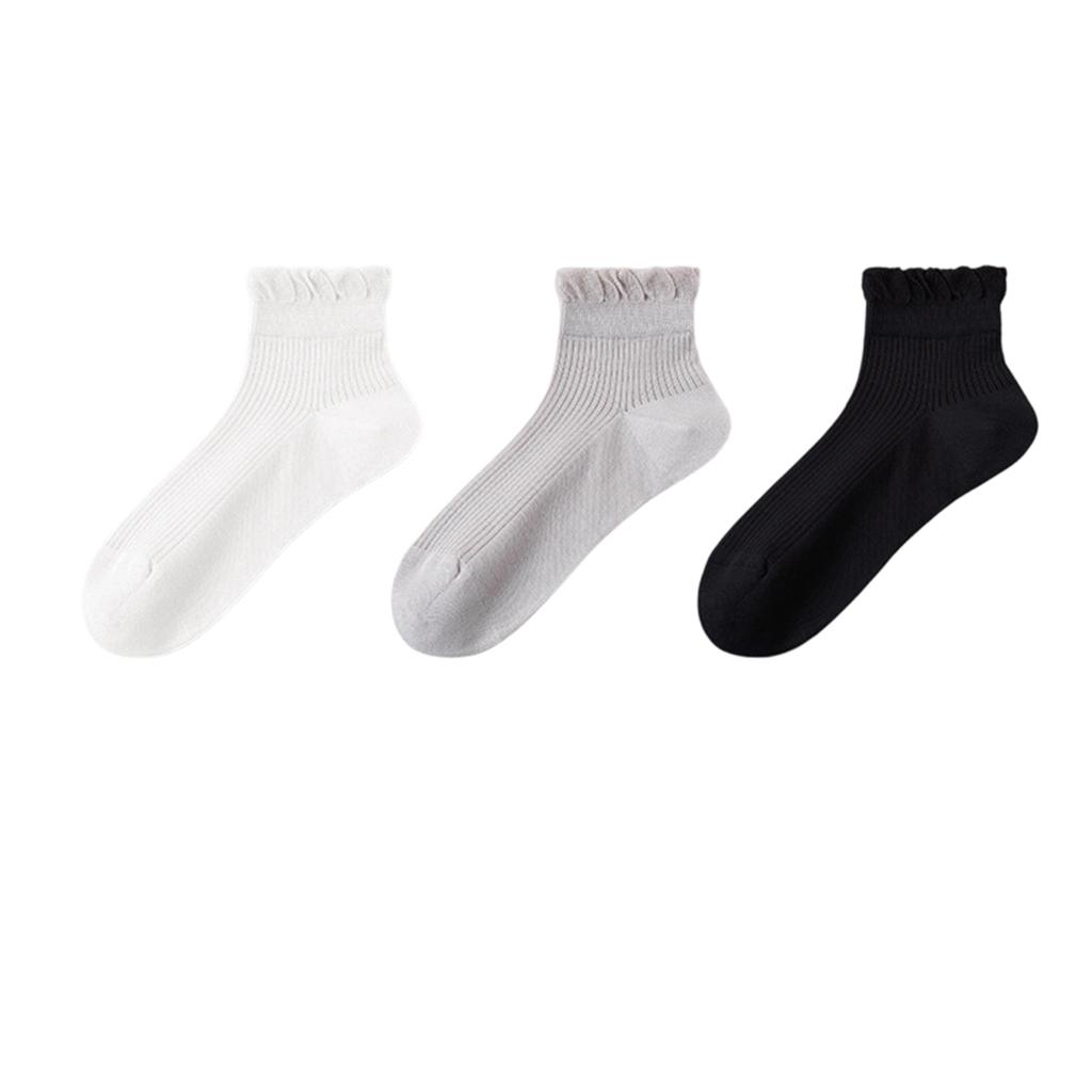 Women’s Lightweight Seamless Lace Ankle Socks Three Pair Pack Breathable Moisture Wicking Odor Resistant Short Socks