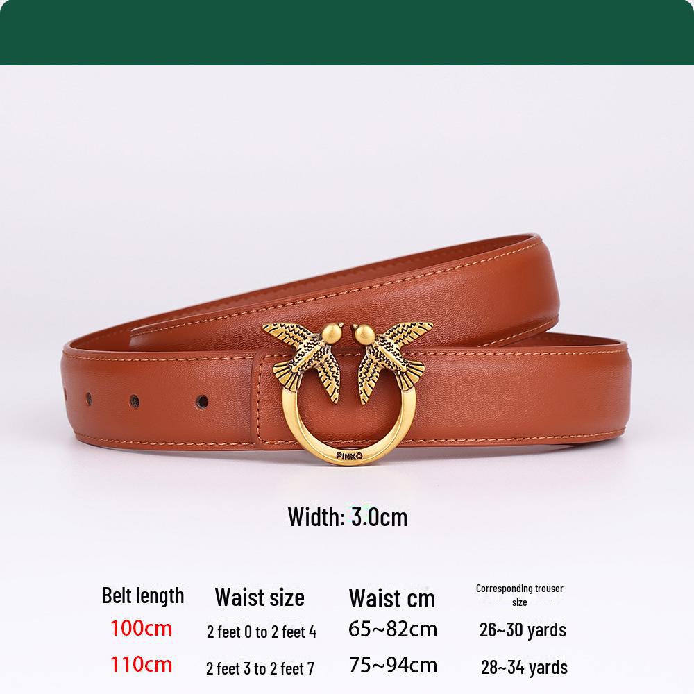 Dámský opasek z pravé hovězí kůže v retro vyřezávaném stylu - jednoduchý literární styl pro běžné nošení v džínách