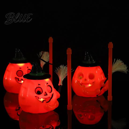 Cute Halloween Pumpkin Toy Glowing Lantern Jack O Lantern with Witch Hat Broom Light Lightweight Prop Up Decor Trick or Treat for Kids Party Decor