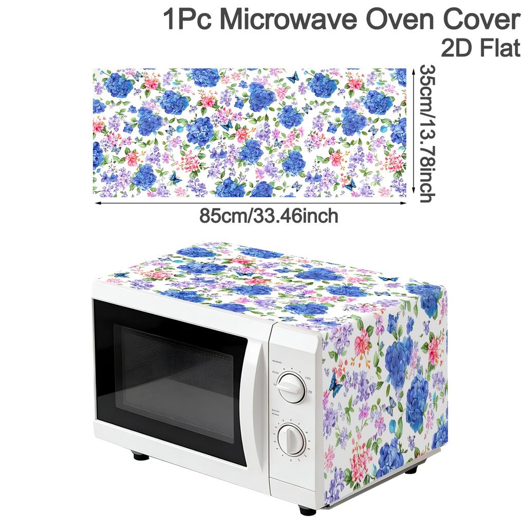 Flower Microwave Dust Cover 35x85cm Polyester Oven Dust Cover Machine Protector For Home Kitchen Dining Room Appliance Cover