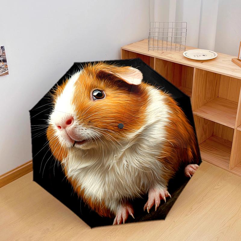 1 PC Automatic Folding Umbrella - Cute Guinea Pig Pattern, Portable & Foldable Design with 8 Ribs, Christmas Birthday Gifts