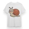 Women's T-shirt With Cute Little Snail Print  White 100% Cotton Oversized Tops