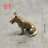 1PC Brass Metal Lucky Fortune Dog Corgi Statue Small Ornament Little Puppy Wolf Figurines Chinese Desktop Tea Pet Home Decoration