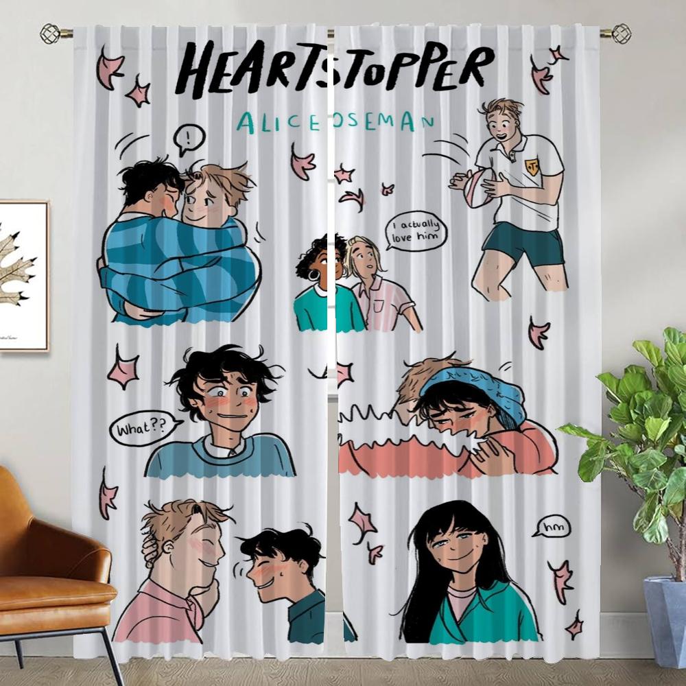 Heartstopper Partition Curtains Living Room Curtain Panel Shades Home Interior Halloween Decoration Polyester Perfect For Area