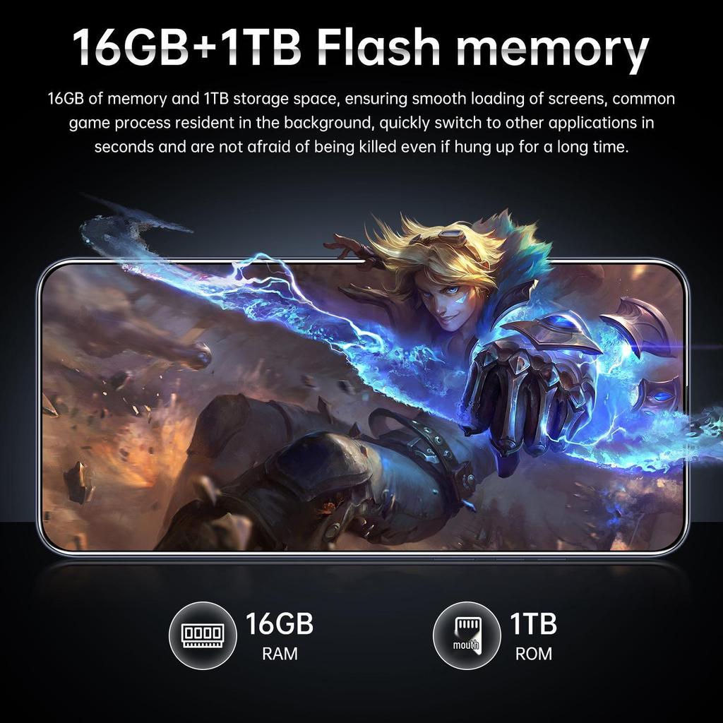 Top-Selling S12 Plus 7.3-Inch Android Mobile Phone, 16GB+1TB Storage