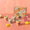 Gardens Kulhad Gift Box – Set of 4 Tea & Coffee Cups, Handcrafted Stoneware, Indian Mug Set for Hot Beverages
