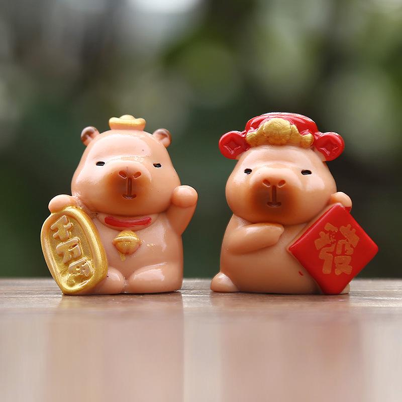Capybara Lucky Mascot Resin Figure Doll - Creative Blind Box Micro Landscape Ornament