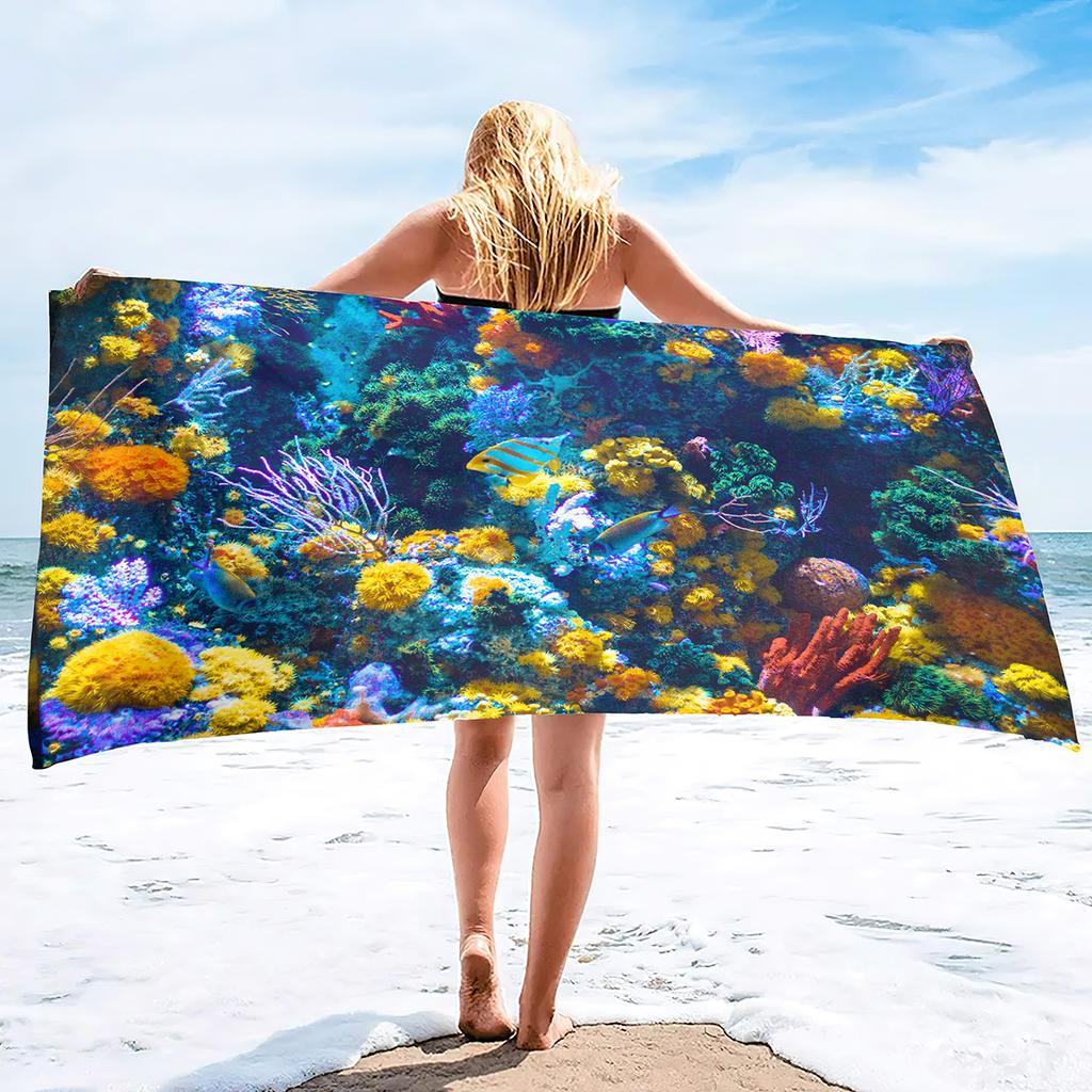 Seaworld Landscape Microfiber Oversized Lightweight Beach Towel Sand Free Towels Swim Pool Camping Essentials Accessories